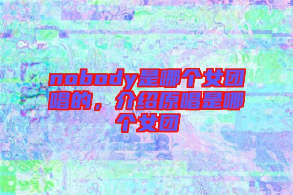 nobody是哪個女團唱的，介紹原唱是哪個女團
