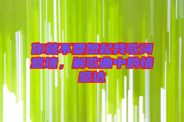你就不要想起我歌詞意境，解歌曲中的情感達