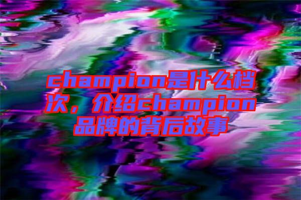 champion是什么檔次，介紹champion品牌的背后故事