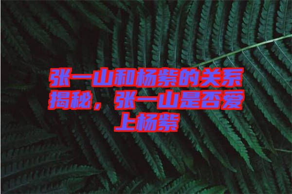 張一山和楊紫的關系揭秘，張一山是否愛上楊紫