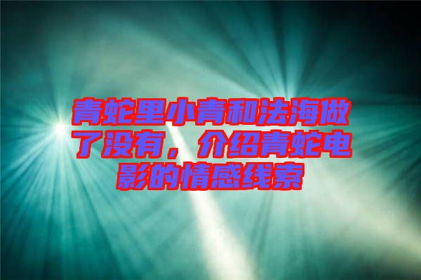 青蛇里小青和法海做了沒有，介紹青蛇電影的情感線索