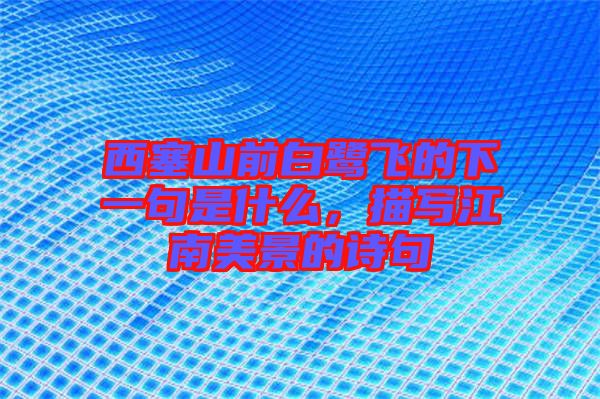 西塞山前白鷺飛的下一句是什么，描寫江南美景的詩句
