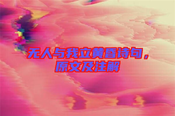 無(wú)人與我立黃昏詩(shī)句，原文及注解