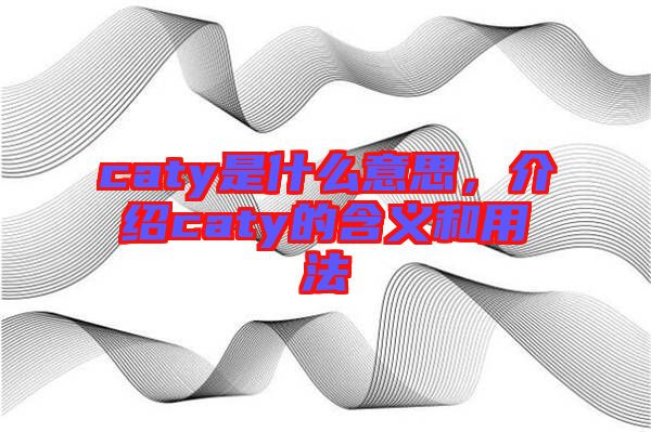caty是什么意思，介紹caty的含義和用法