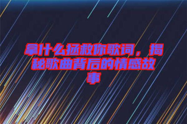 拿什么拯救你歌詞，揭秘歌曲背后的情感故事