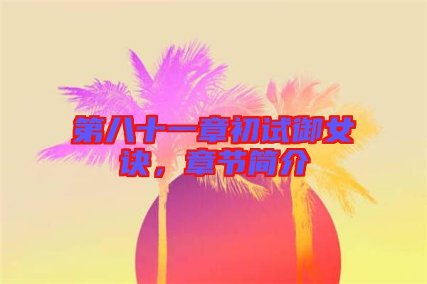 第八十一章初試御女訣，章節簡介