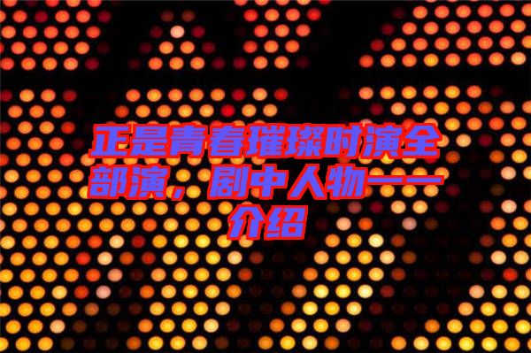 正是青春璀璨時演全部演，劇中人物一一介紹