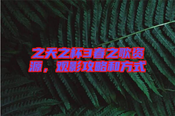 之天之杯3春之歌資源，觀影攻略和方式