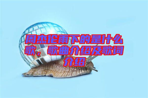 周杰倫雨下的是什么歌，歌曲介紹及歌詞介紹