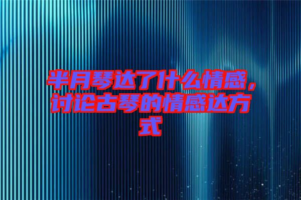 半月琴達了什么情感，討論古琴的情感達方式