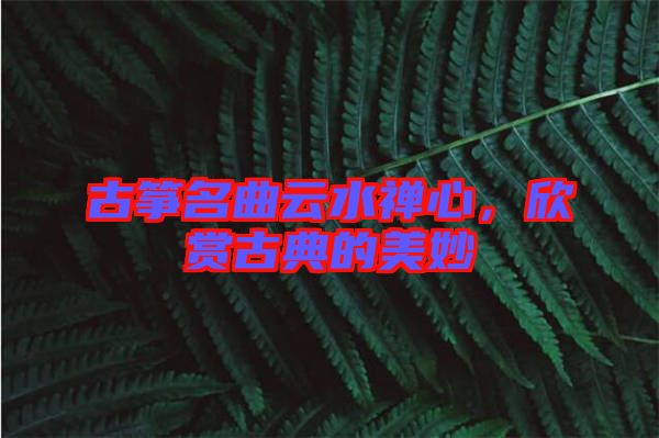 古箏名曲云水禪心，欣賞古典的美妙
