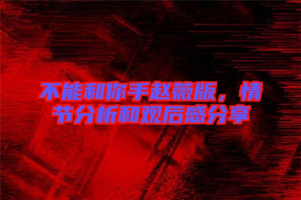 不能和你手趙薇版，情節分析和觀后感分享