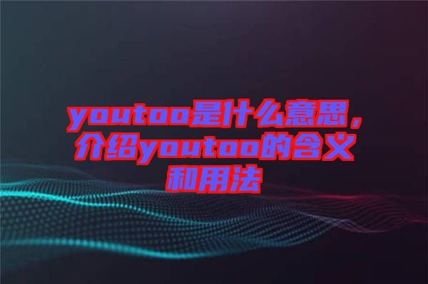 youtoo是什么意思，介紹youtoo的含義和用法