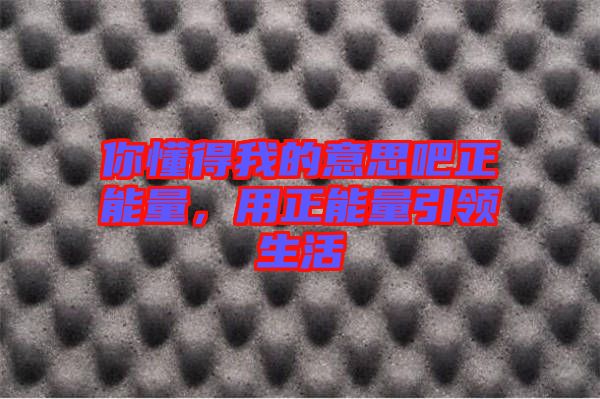 你懂得我的意思吧正能量，用正能量引領生活
