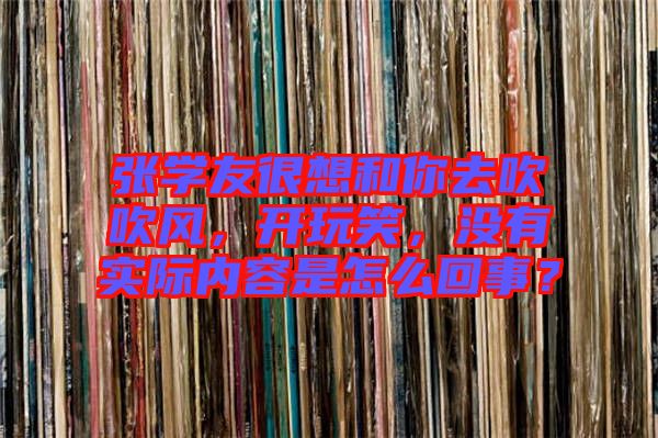 張學友很想和你去吹吹風，開玩笑，沒有實際內容是怎么回事？