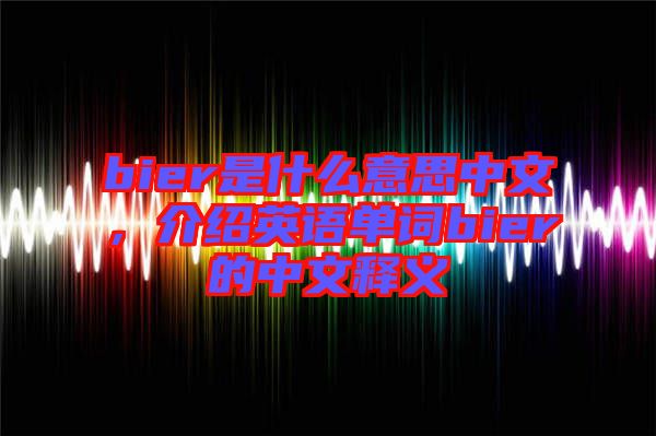 bier是什么意思中文，介紹英語單詞bier的中文釋義