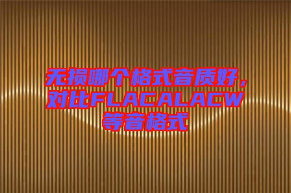 無損哪個格式音質好，對比FLACALACW等音格式