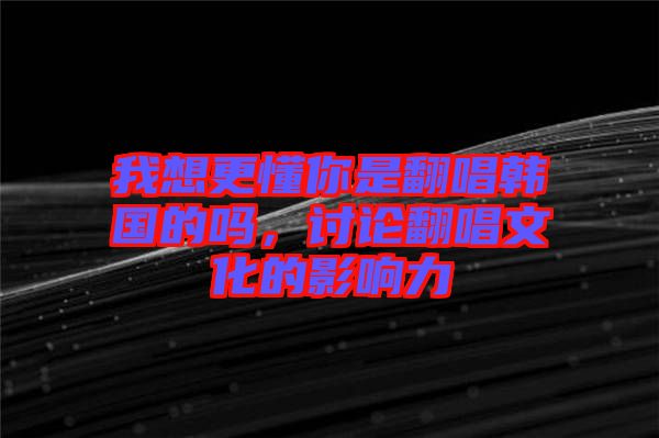 我想更懂你是翻唱韓國的嗎，討論翻唱文化的影響力