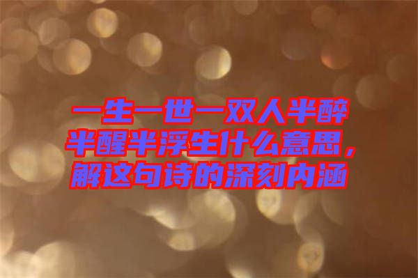 一生一世一雙人半醉半醒半浮生什么意思，解這句詩的深刻內涵