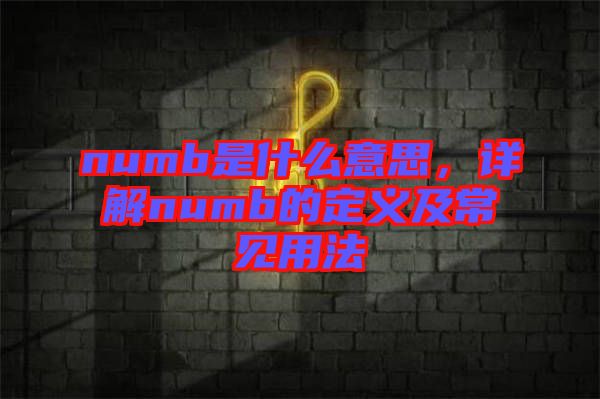 numb是什么意思，詳解numb的定義及常見用法