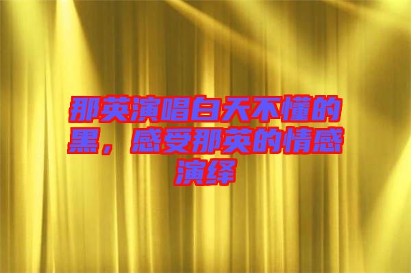 那英演唱白天不懂的黑，感受那英的情感演繹