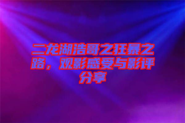 二龍湖浩哥之狂暴之路，觀影感受與影評分享