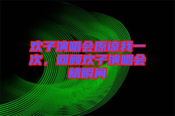 歡子演唱會原諒我一次，回顧歡子演唱會精瞬間