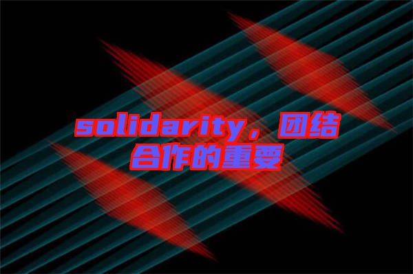 solidarity，團結合作的重要