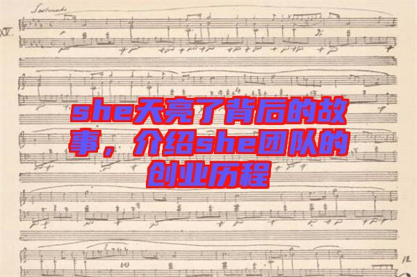 she天亮了背后的故事，介紹she團隊的創業歷程