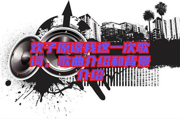歡子原諒我這一次歌詞，歌曲介紹和背景介紹