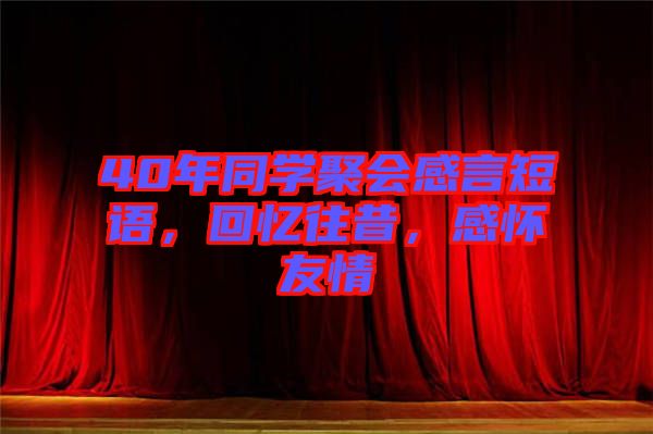 40年同學聚會感言短語，回憶往昔，感懷友情