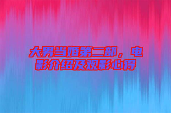 大男當婚第二部，電影介紹及觀影心得