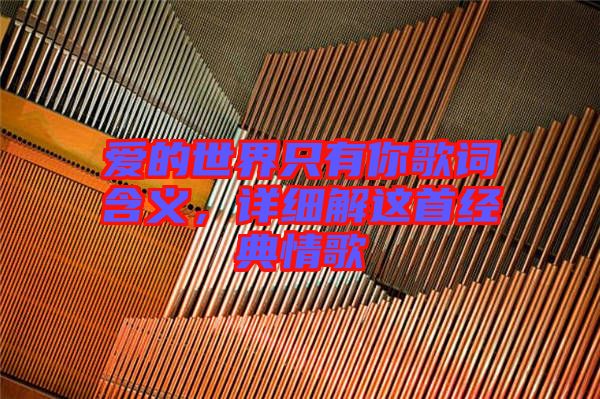 愛的世界只有你歌詞含義，詳細解這首經(jīng)典情歌