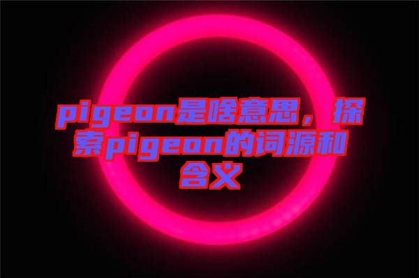pigeon是啥意思，探索pigeon的詞源和含義