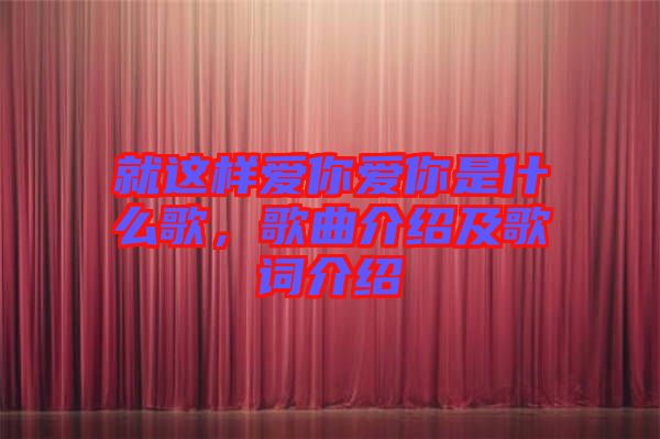 就這樣愛你愛你是什么歌，歌曲介紹及歌詞介紹