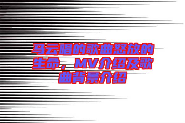 馬云唱的歌曲怒放的生命，MV介紹及歌曲背景介紹