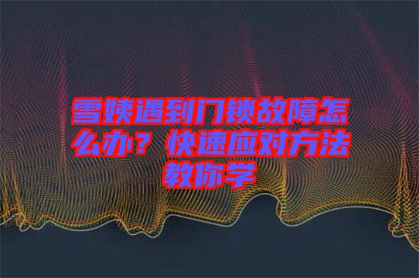 雪姨遇到門鎖故障怎么辦？快速應對方法教你學